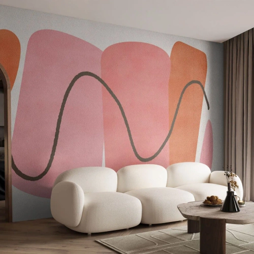 Tapet Premium Canvas - Mișcarea blândă a formelor - Abstracția, Minimalism, Pastel - 250x175 cm