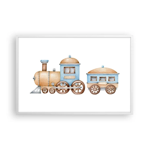 Poster în ramă albă - Trenulețul din copilărie - 91x61 cm