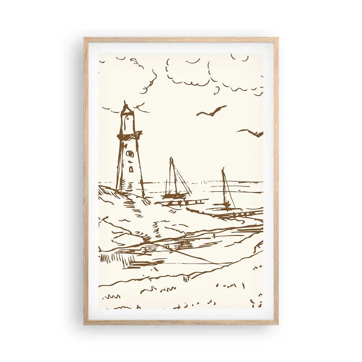 Poster în ramă de stejar deschis - Schiță de amintiri de vară - 61x91 cm