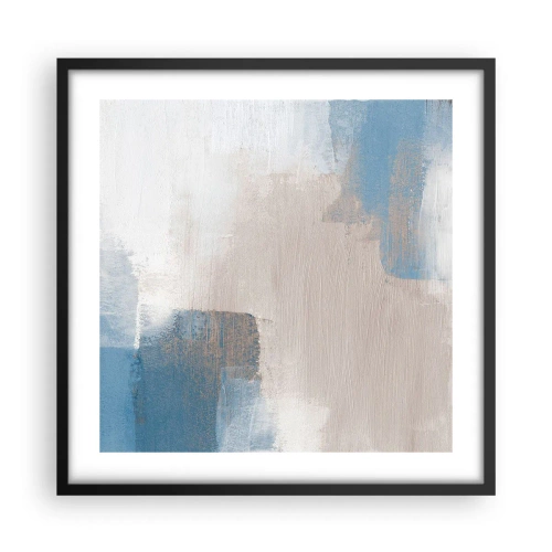 Poster în ramă neagră - Abstracție roz în spatele unui voal de albastru - 50x50 cm