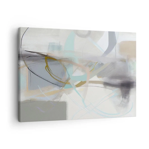 Tablou pe pânză Canvas - Abstracție pastelată cu linii delicate - 70x50cm - Abstracție cețoasă - Decorațiune modernă pentru perete pentru living și dormitor ARTTOR