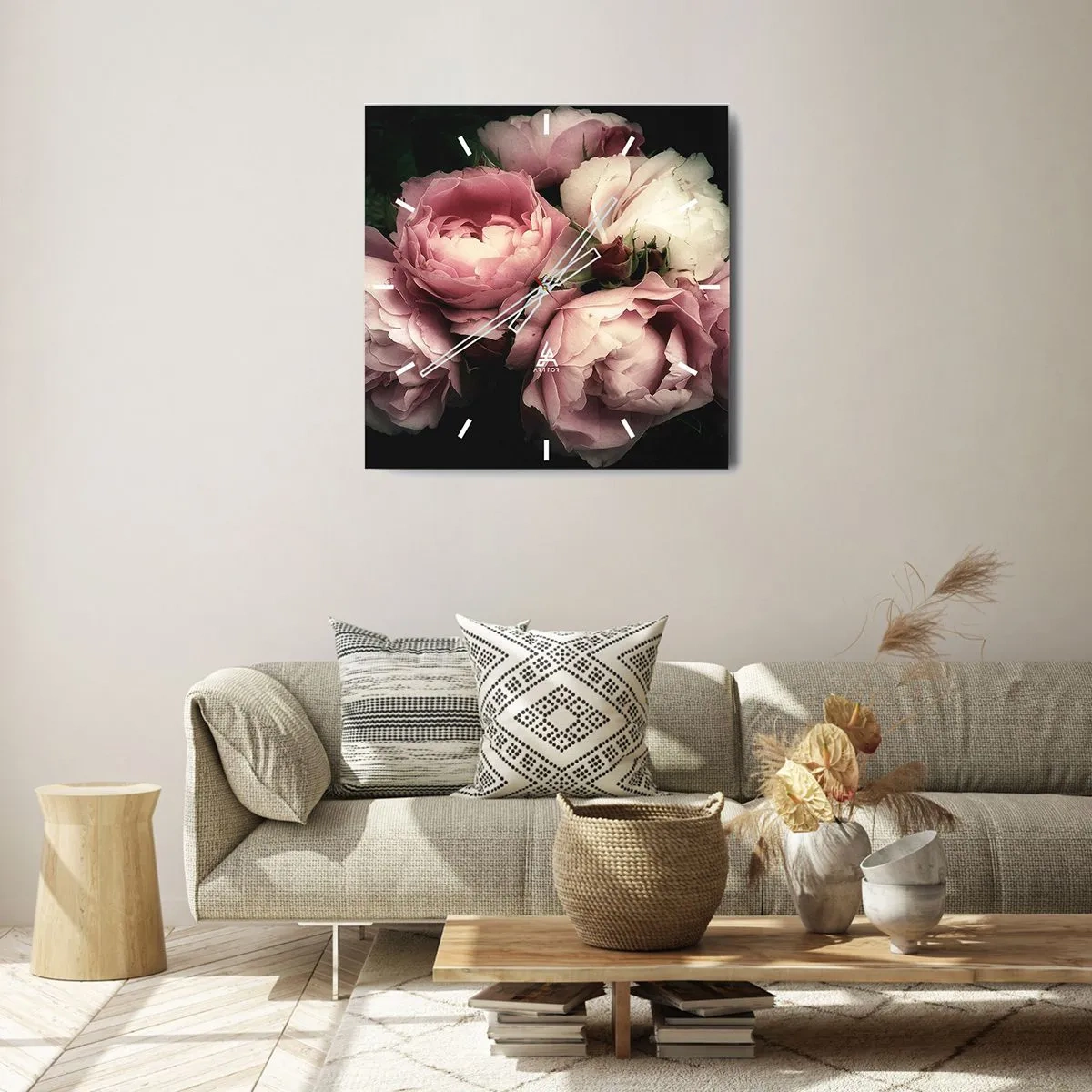 Ceas de perete - Ceas pe sticlă - Farmecul belle epoque - 30x30 cm