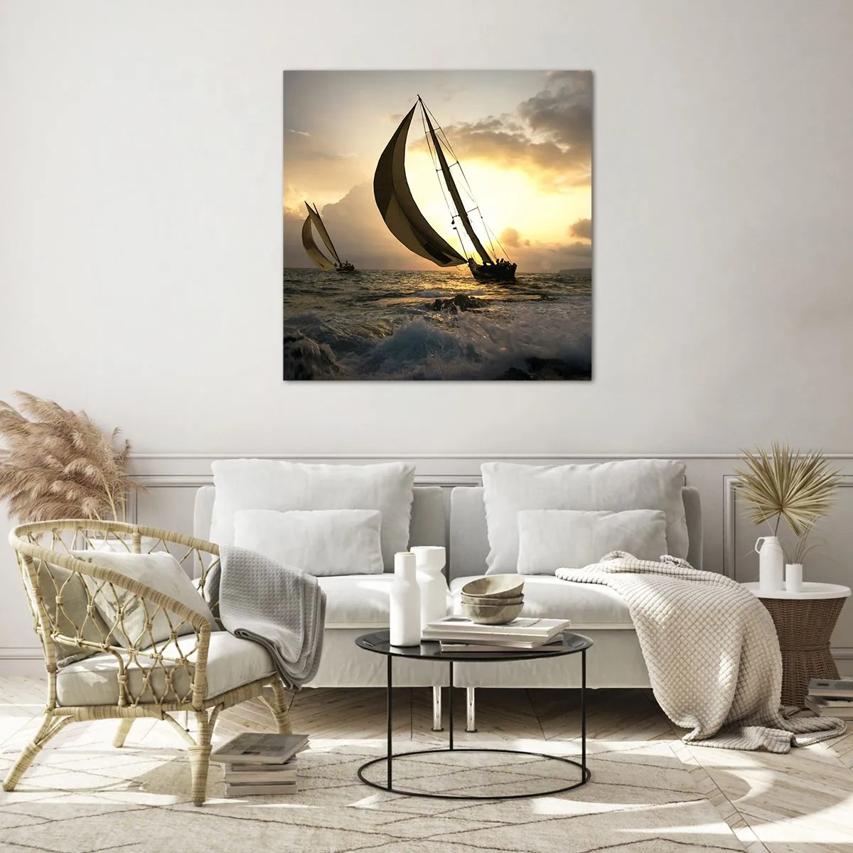 Tablou pe sticlă - Vânt în jos și în sus - 60x60 cm