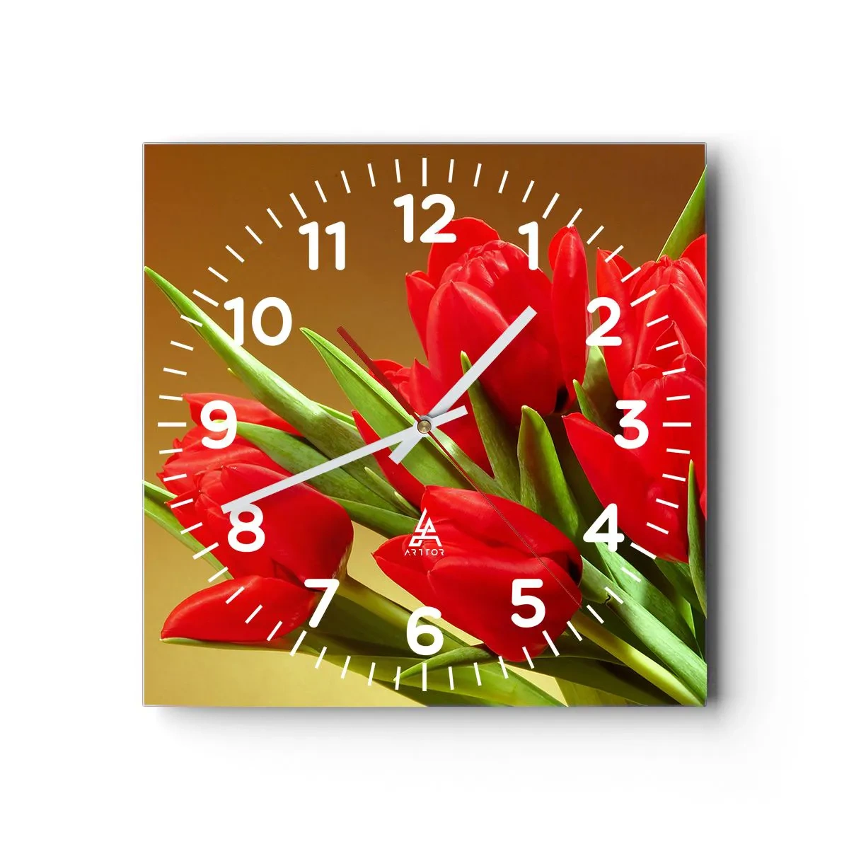 Ceas de perete - Ceas pe sticlă - O explozie de bucurie de primăvară - 30x30 cm