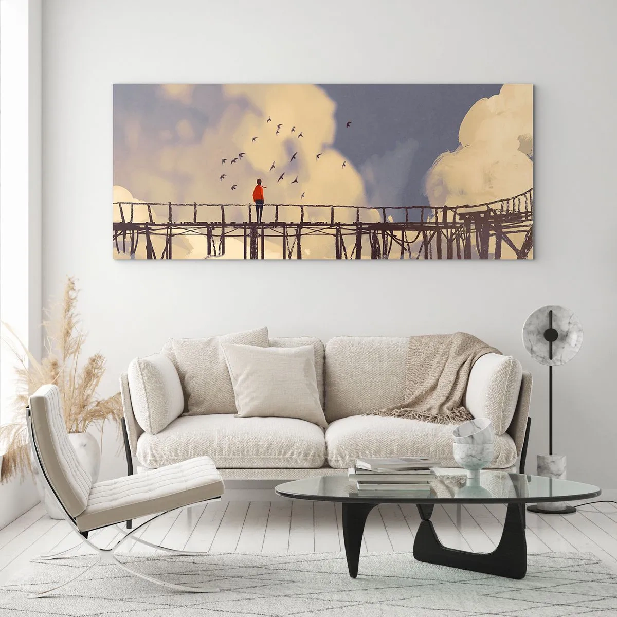 Tablou pe sticlă - Dorință albastră - 90x30 cm
