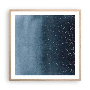 Poster în ramă de stejar deschis - Compoziție - faze albastre - 60x60 cm