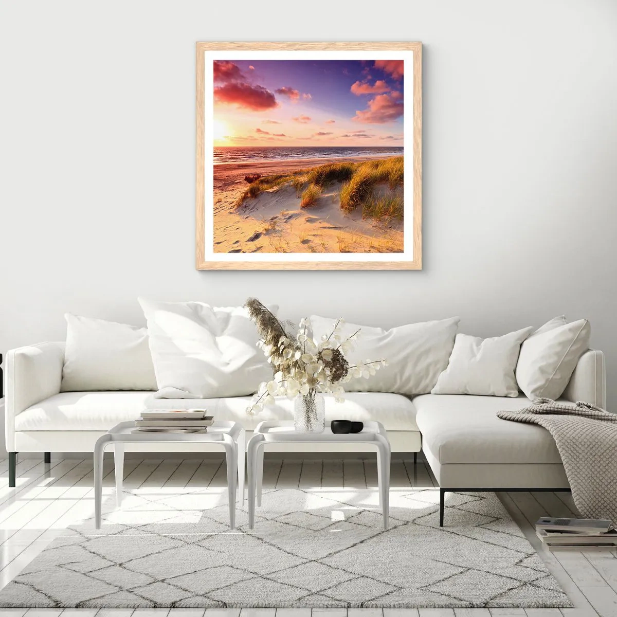 Poster în ramă de stejar deschis - Deja aerul de vară miroase - 50x50 cm