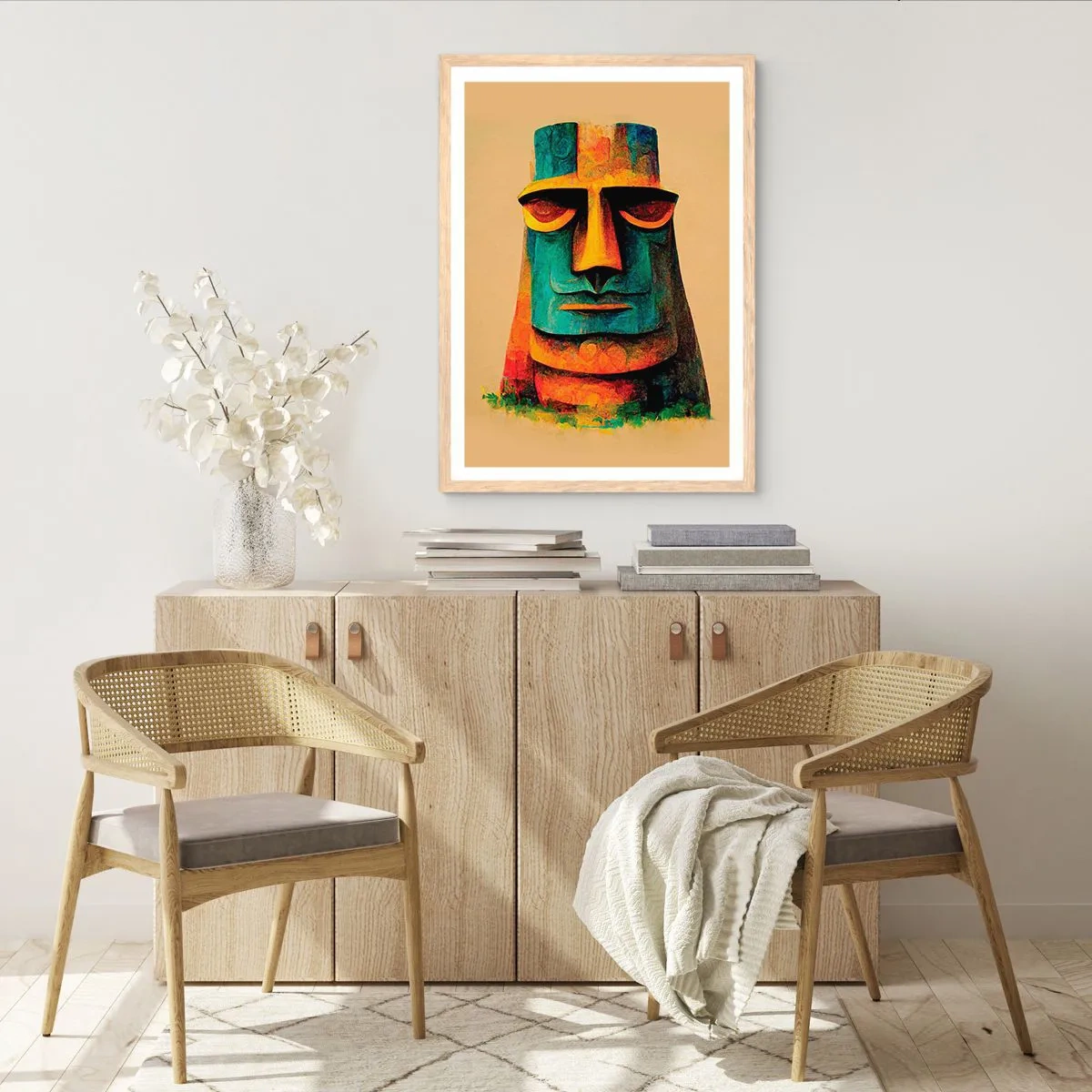 Poster în ramă de stejar deschis - Statuie, dar simpatică - 61x91 cm