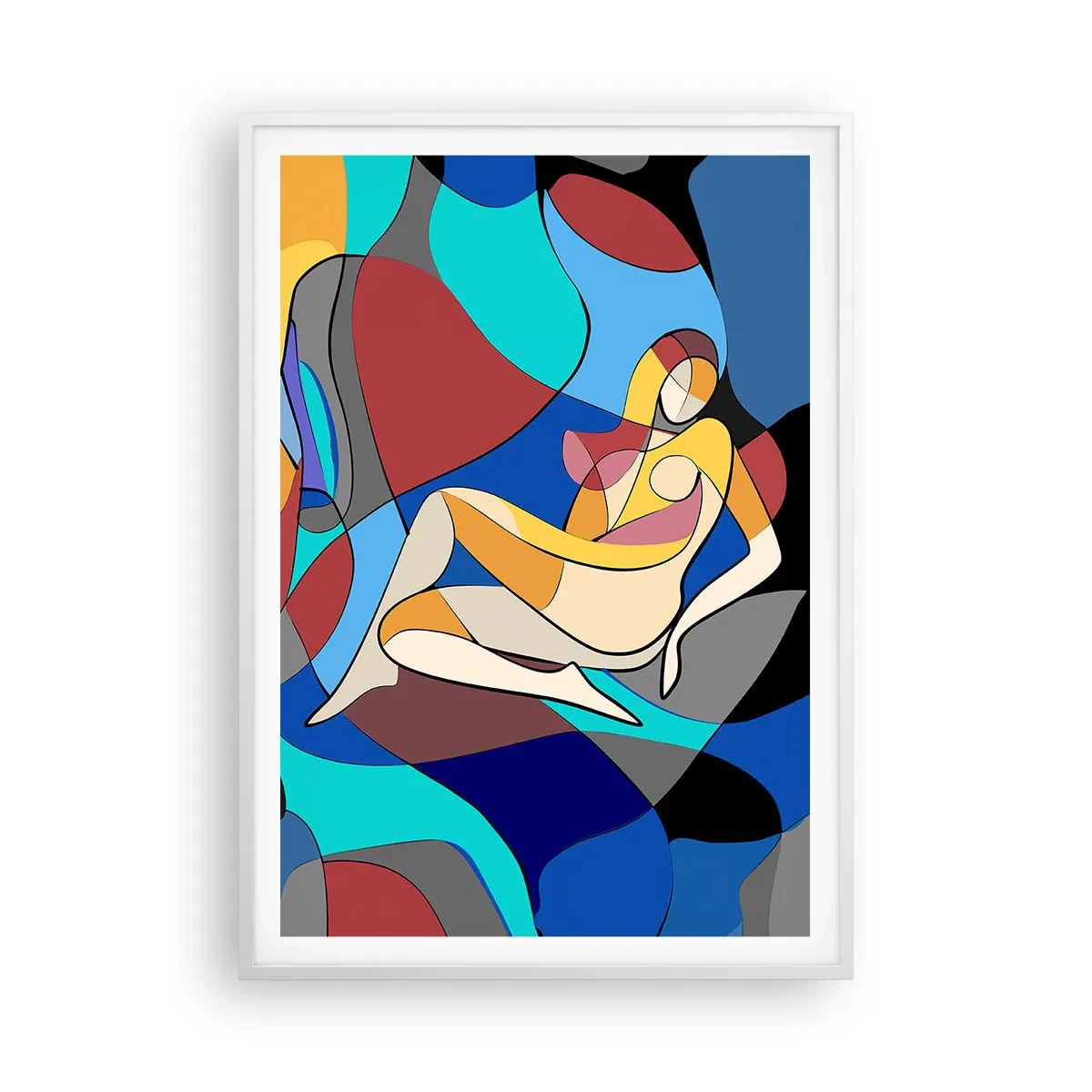 Poster în ramă albă - Nudul cubist - 70x100 cm