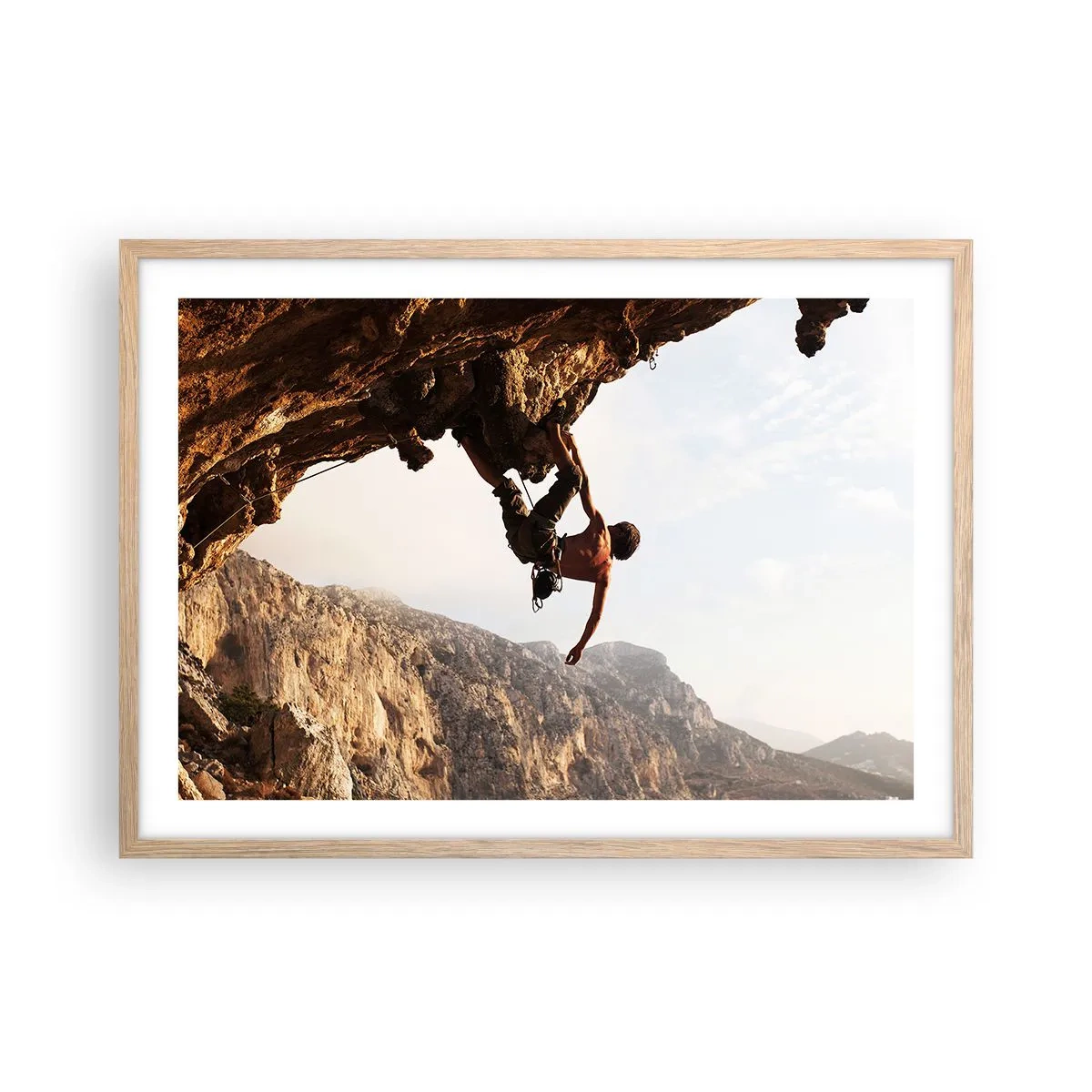 Poster în ramă de stejar deschis - Lumea s-a micșorat într-un pumn pe un afloriment de bolovani - 70x50 cm