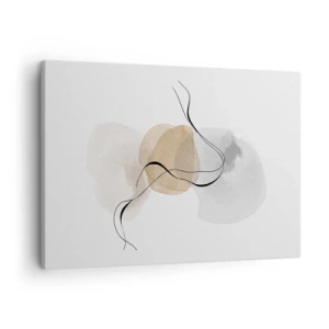 Tablou pe pânză Canvas - Abstracție minimalistă în nuanțe de bej și gri - 70x50cm - Mărgele de aer - Decorațiune modernă pentru perete pentru living și dormitor ARTTOR