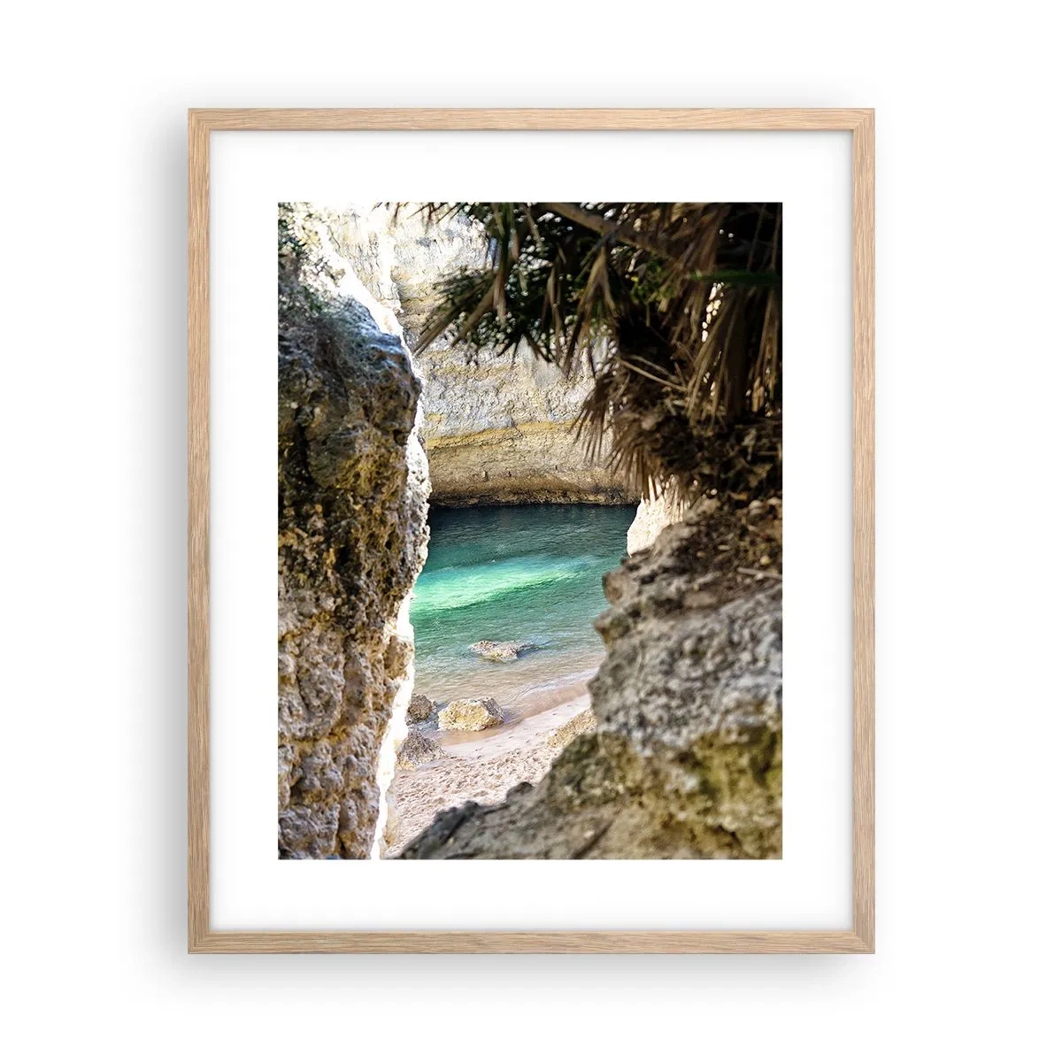 Poster în ramă de stejar deschis - Golful turcoaz - 40x50 cm