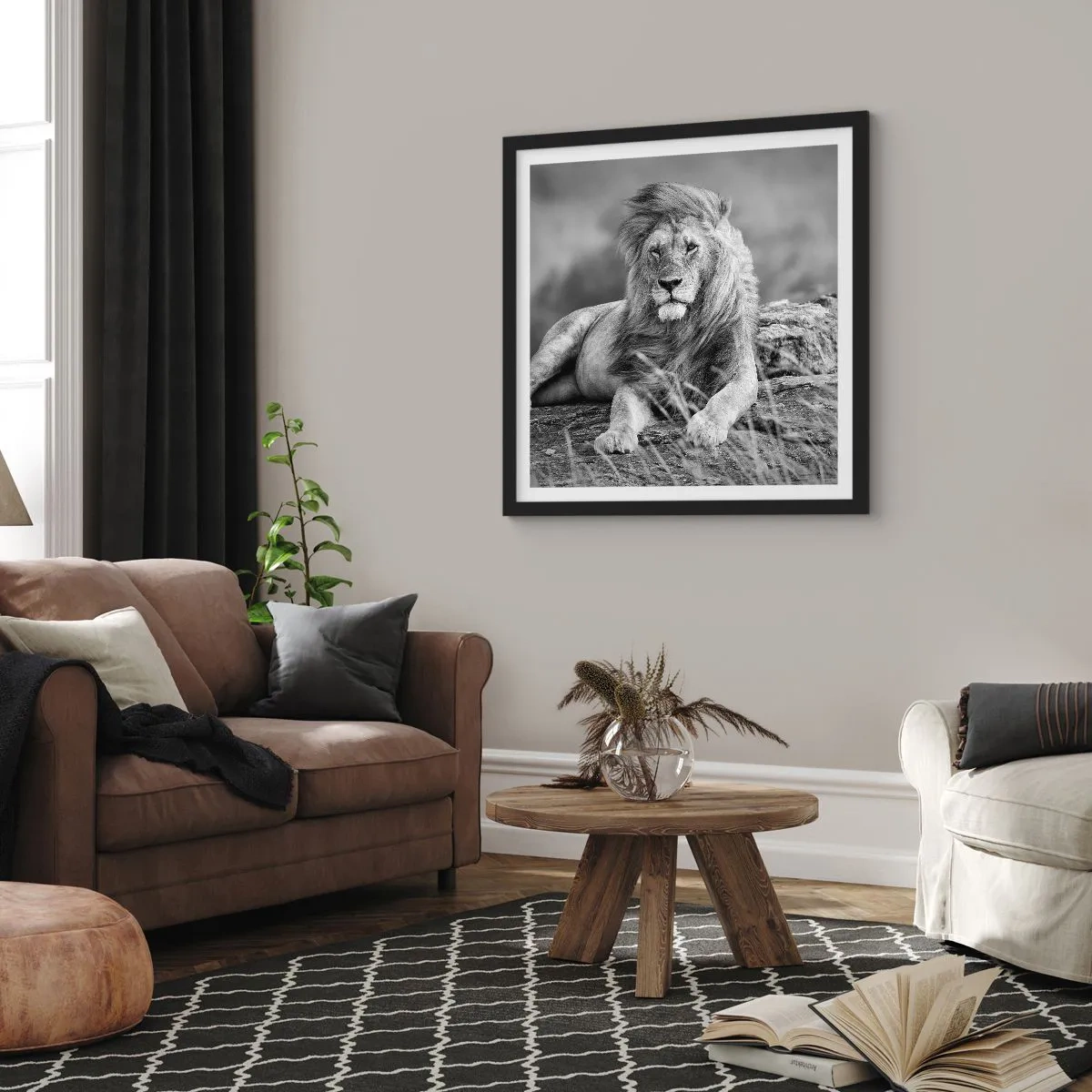 Poster în ramă neagră - Siesta regală - 60x60 cm