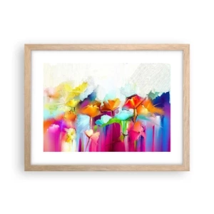 Poster în ramă de stejar deschis - Curcubeul înflorit - 40x30 cm