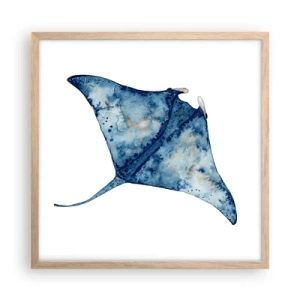 Poster în ramă de stejar deschis - Viața în albastru - 50x50 cm