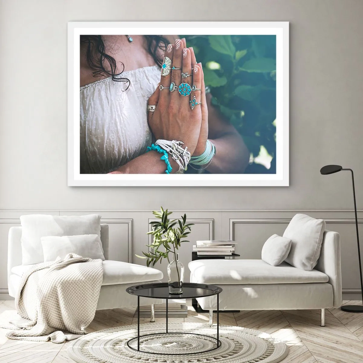 Poster în ramă albă - Bine ați venit în centrul ființei - 50x40 cm