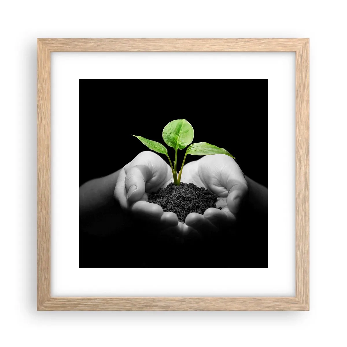 Poster în ramă de stejar deschis - Iubesc natura, o protejez - 30x30 cm