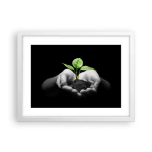 Poster în ramă albă - Iubesc natura, o protejez - 40x30 cm