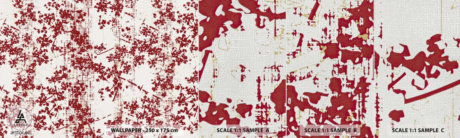 Mostră tapet Premium Canvas - Ca un percal vechi - În vârstă, Model, Flori - 100x30 cm