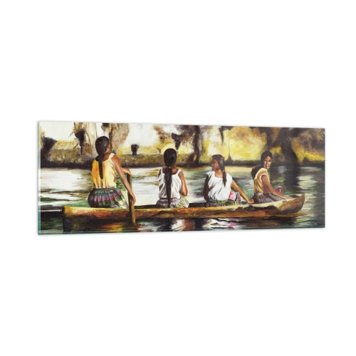 Tablou pe sticlă - Într-un paradis polinezian - 90x30 cm