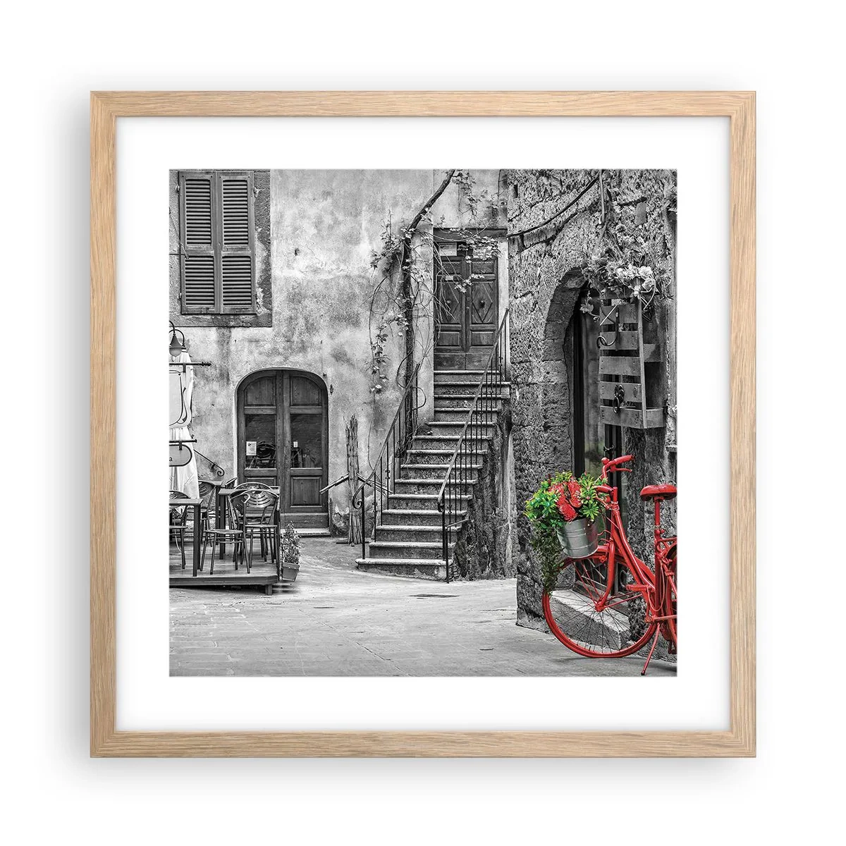 Poster în ramă de stejar deschis - Alee din Toscana - 40x40 cm