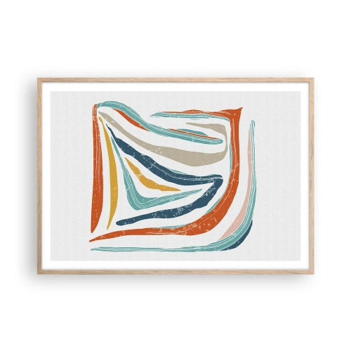 Poster în ramă de stejar deschis - Abstracție prietenoasă și zâmbitoare - 100x70 cm