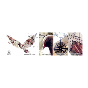 Mostră tapet autocolant Deluxe Sticker - Vagabondul cu capul în nori - Păsări, Porumbel, Abstracția - 100x30 cm