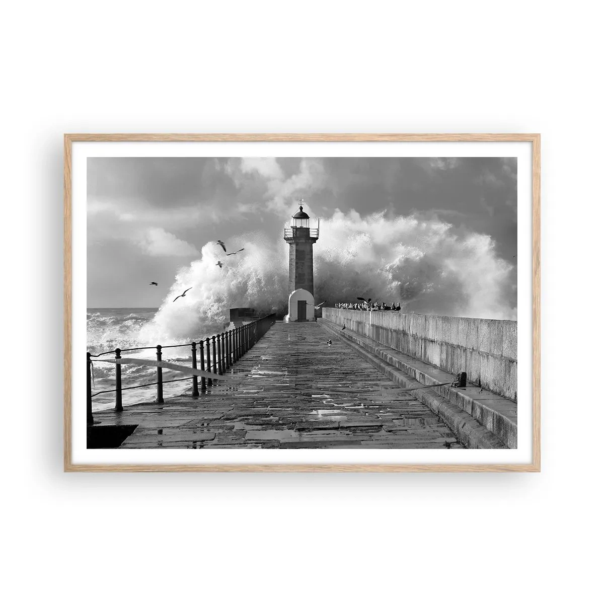 Poster în ramă de stejar deschis - Fără frică  - 100x70 cm