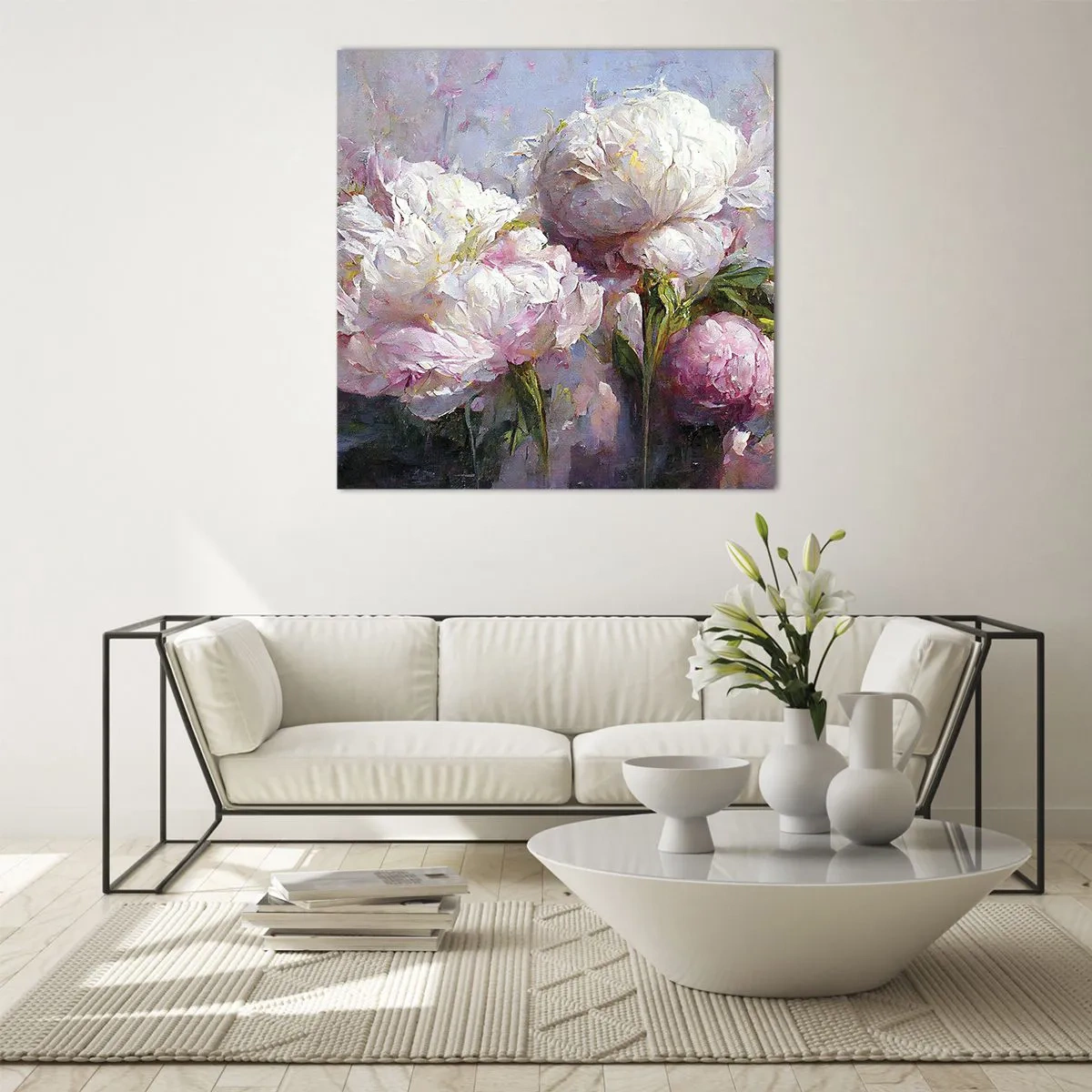 Tablou pe sticlă - Un buchet plin de viață - 30x30 cm