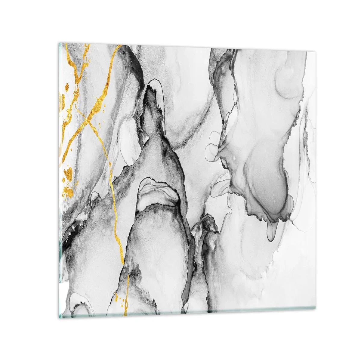 Tablou pe sticlă - Compoziție cu motiv auriu - 50x50 cm