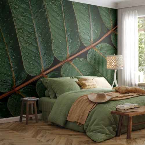 Tapet Premium Canvas - Într-un ritm verde - Frunze verzi, Planta tropicala, Bucată - 200x140 cm