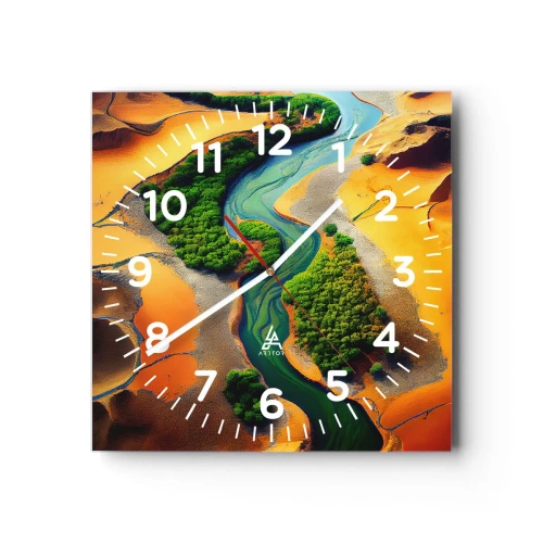 Ceas de perete - Ceas pe sticlă - Râul care dă viață - 30x30 cm