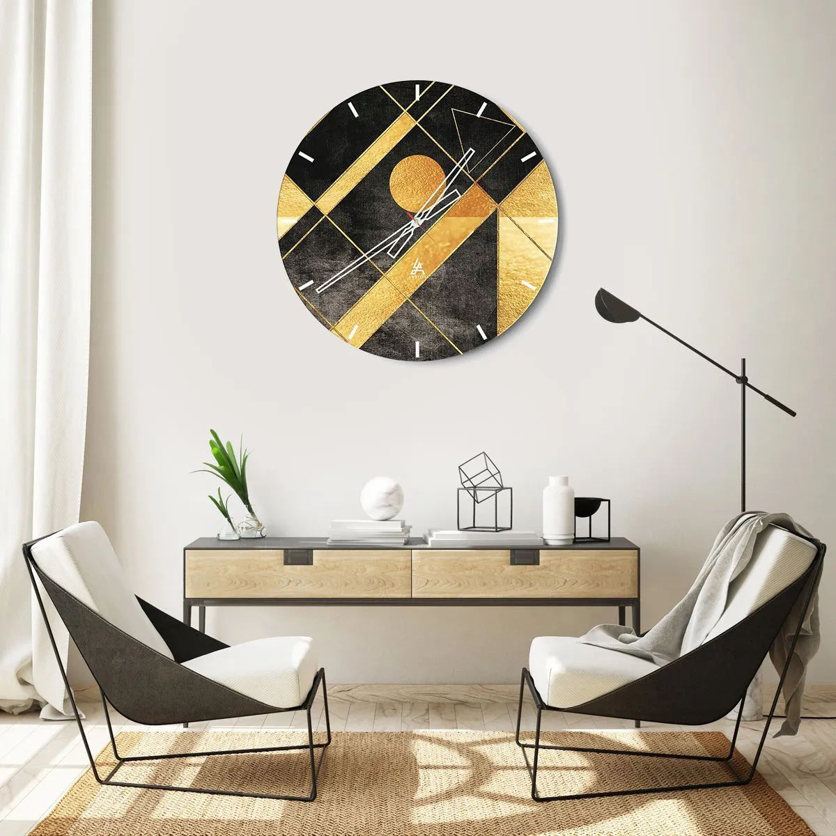 Ceas de perete - Ceas pe sticlă - Soarele deșertului - 40x40 cm