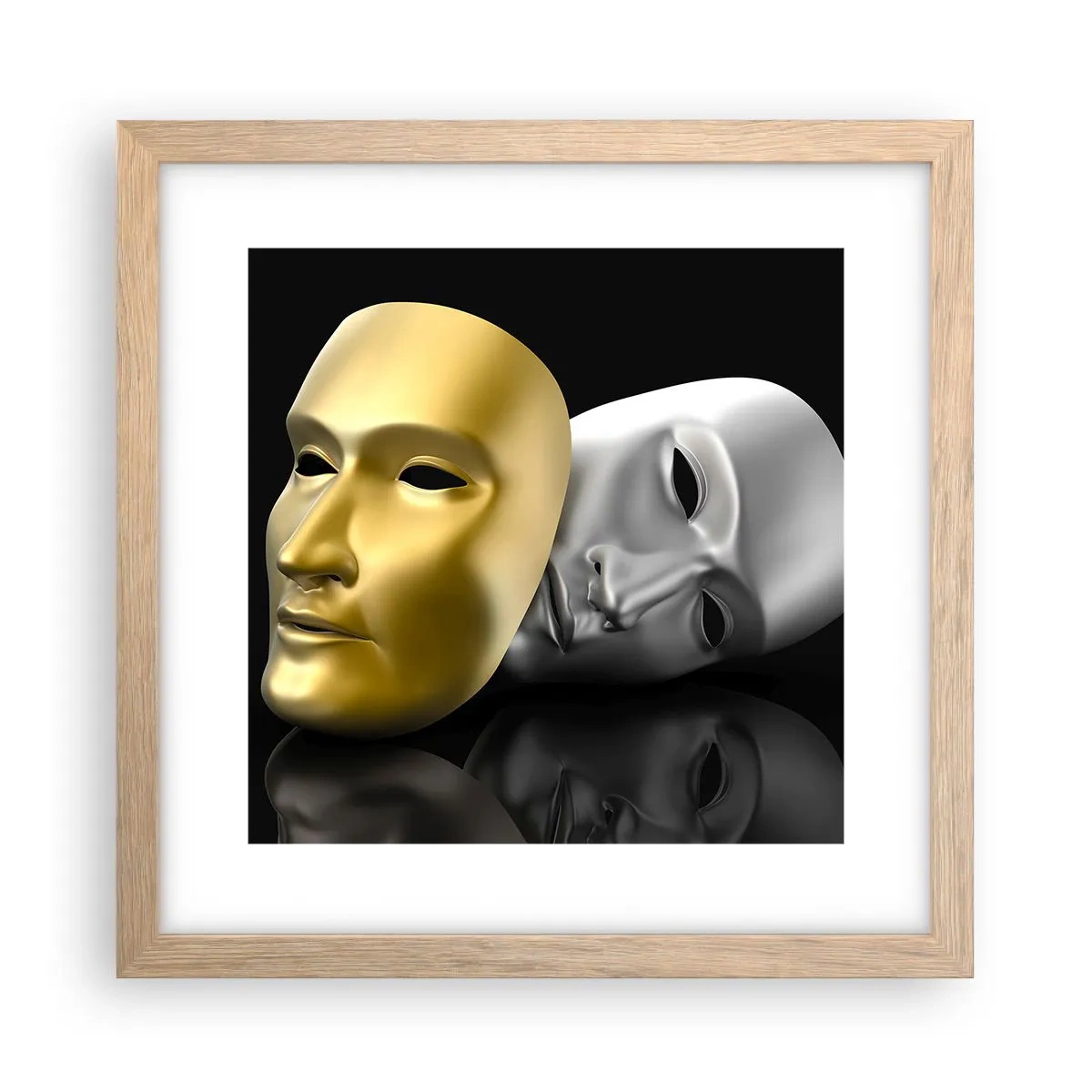 Poster în ramă de stejar deschis - Viața este teatru - 30x30 cm