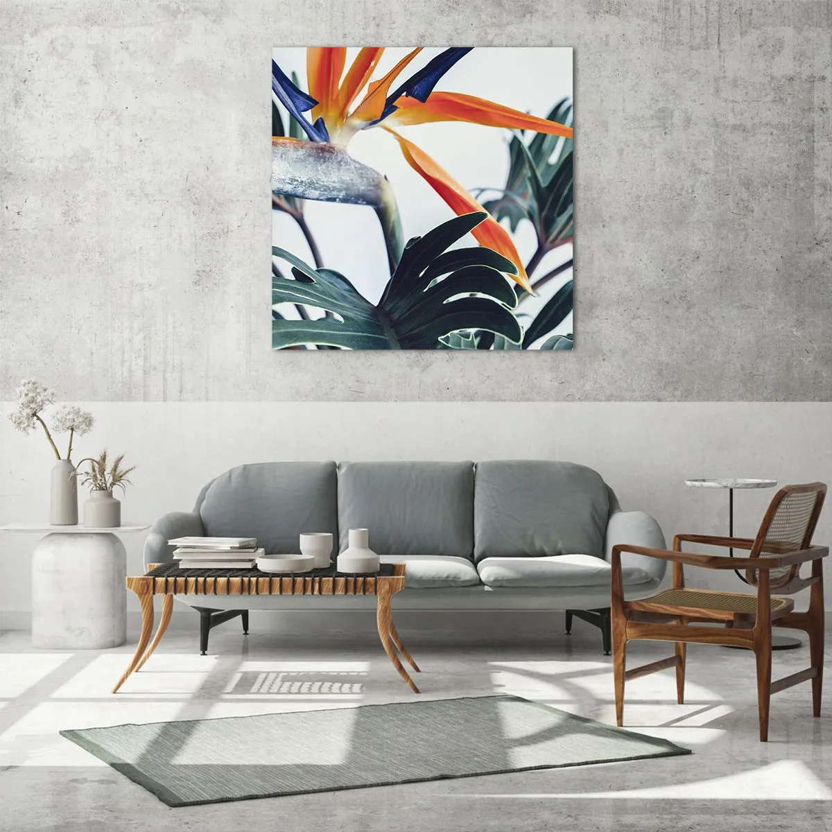Tablou pe sticlă - Tufiș sau pasăre? - 60x60 cm