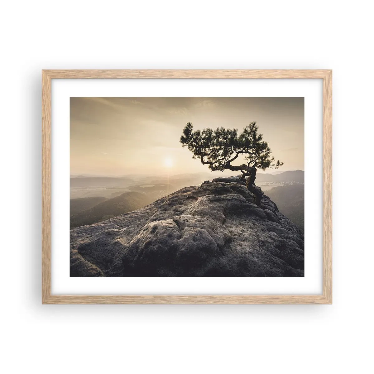 Poster în ramă de stejar deschis - Viața învinge întotdeauna - 50x40 cm