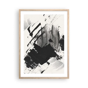 Poster în ramă de stejar deschis - Abstracție - expresie de negru - 50x70 cm