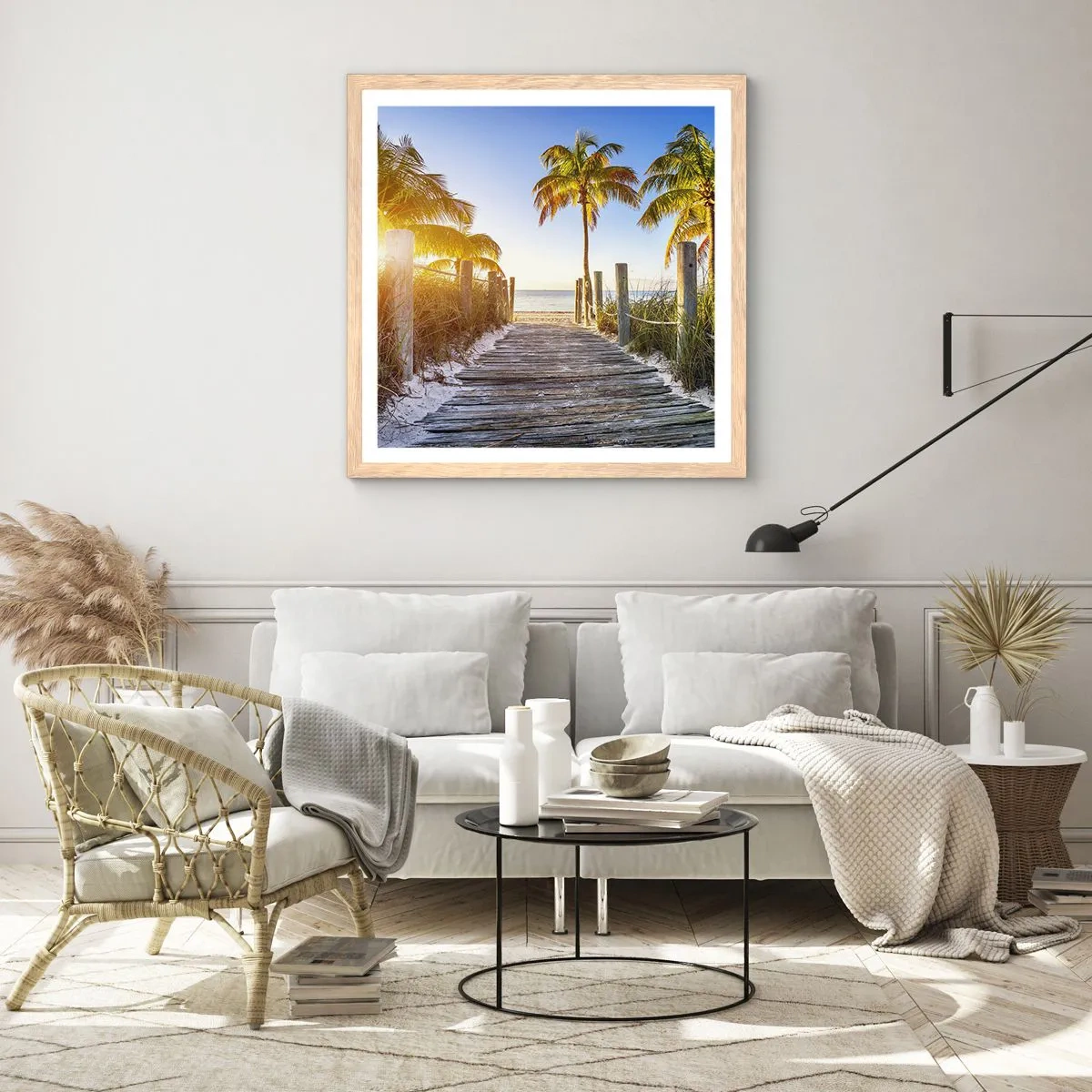 Poster în ramă de stejar deschis - Direct în paradis - 40x40 cm