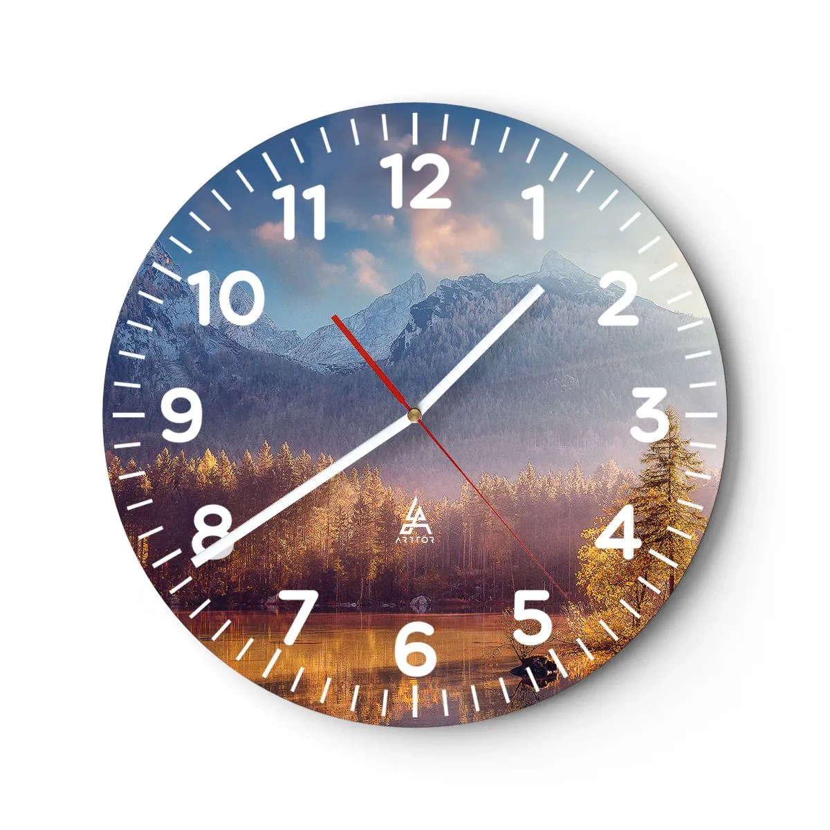 Ceas de perete - Ceas pe sticlă - La munte și la deal - 40x40 cm