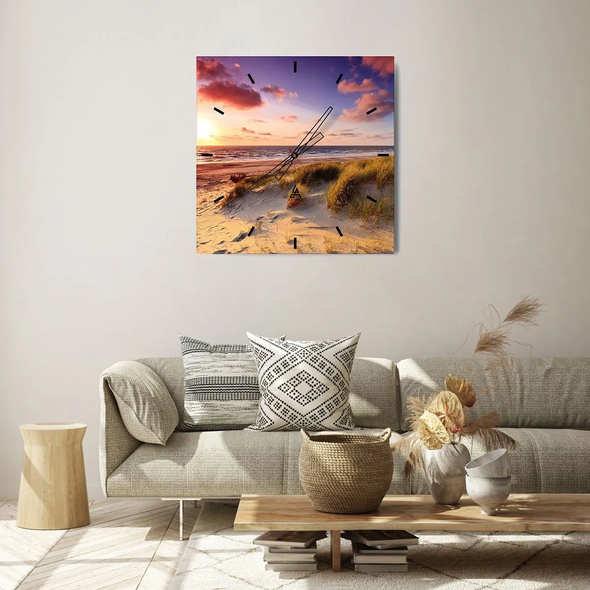 Ceas de perete - Ceas pe sticlă - Deja aerul de vară miroase - 30x30 cm