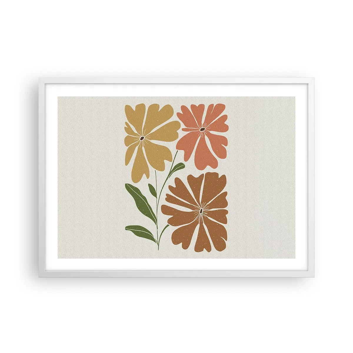 Poster în ramă albă - Natură și geometrie - 70x50 cm