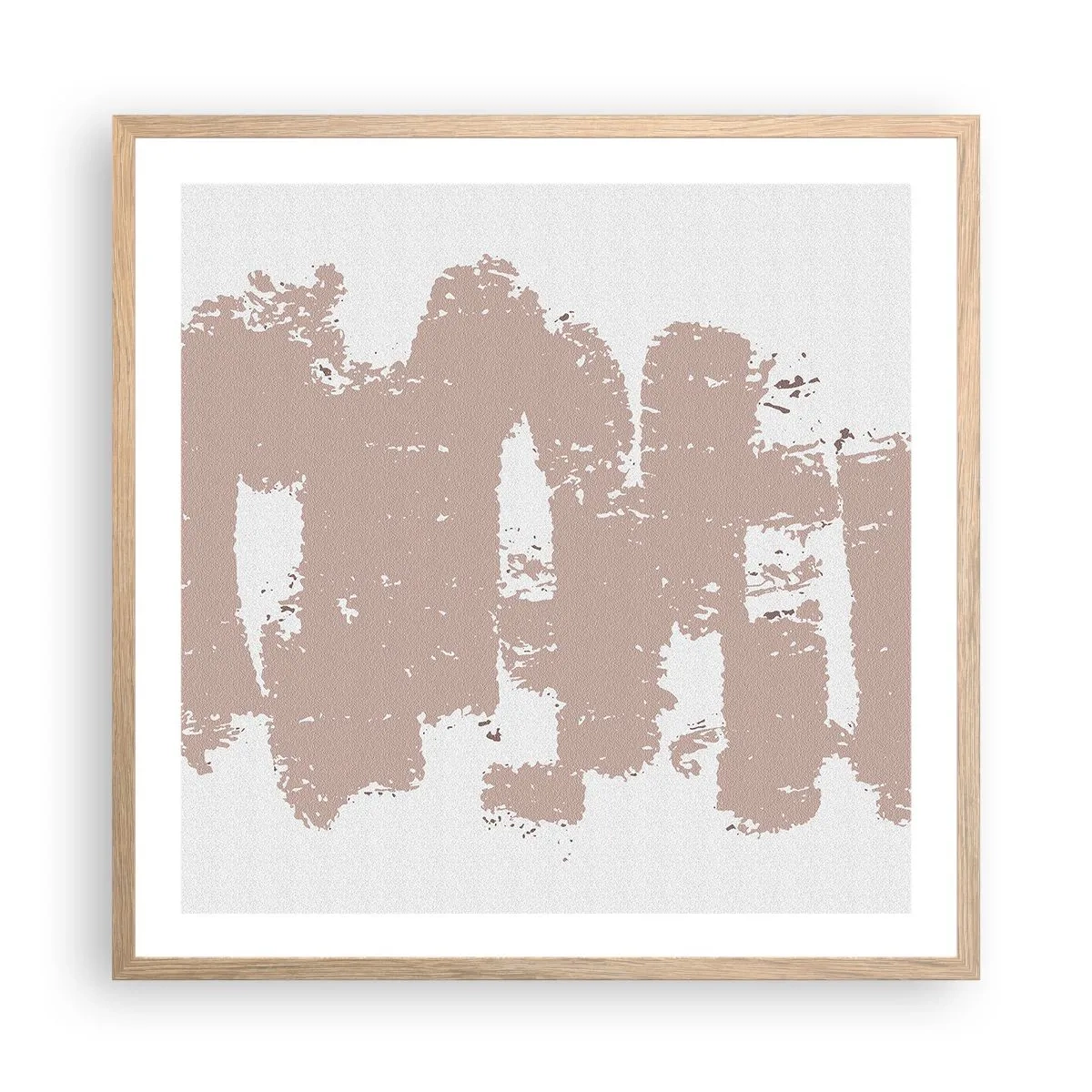 Poster în ramă de stejar deschis - Abstracție în roz moale - 60x60 cm