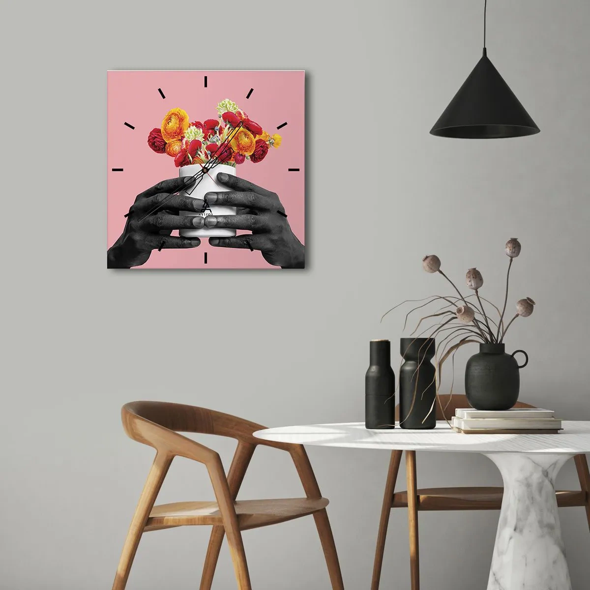 Ceas de perete - Ceas pe sticlă - Apoteoza vieții - 30x30 cm