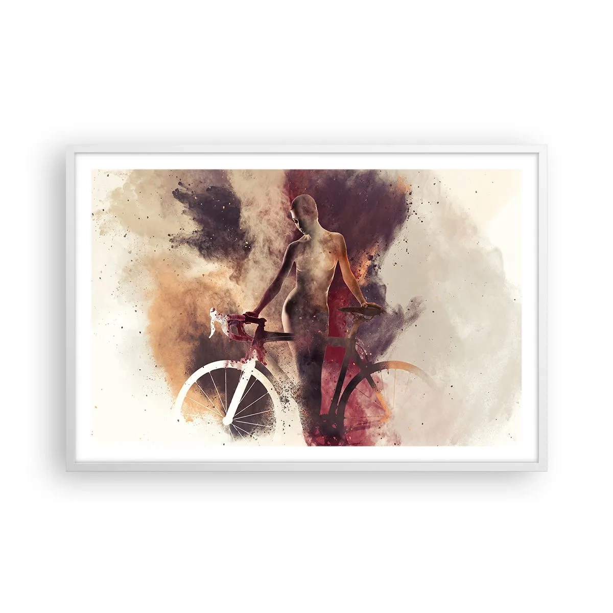 Poster în ramă albă - În forme de marmură sufletul ciclist - 91x61 cm