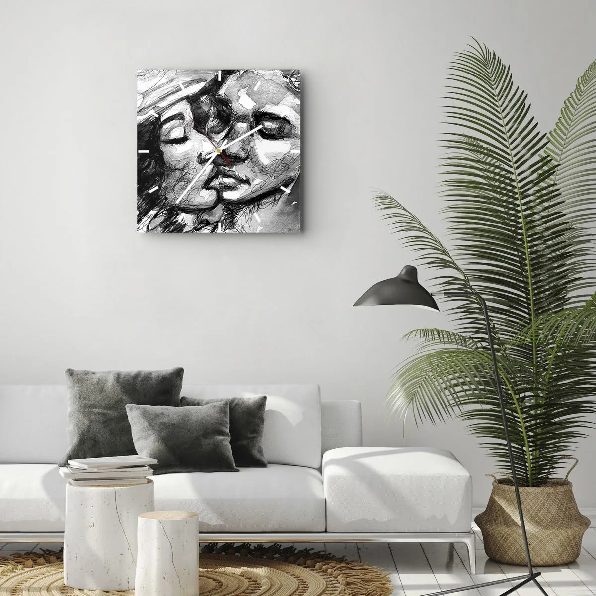 Ceas de perete - Ceas pe sticlă - Un moment de tandrețe - 30x30 cm