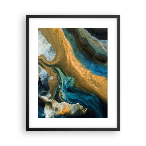 Poster în ramă neagră - Albastru - galben - influență reciprocă - 40x50 cm