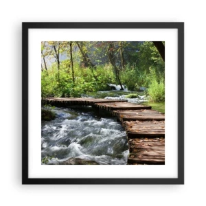 Poster în ramă neagră - Cascadă spumoasă - 40x40 cm