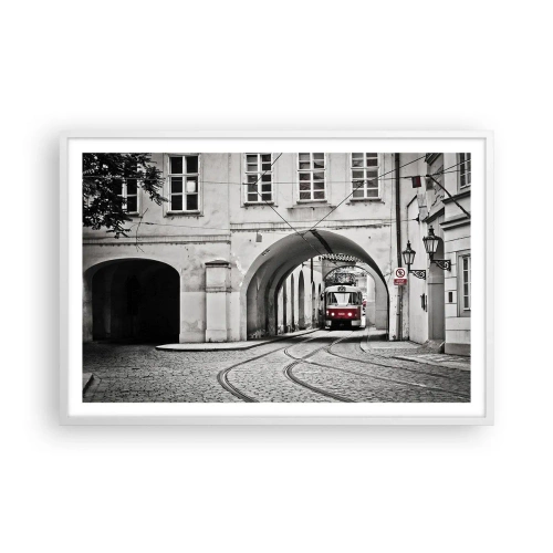 Poster în ramă albă - Printr-un labirint urban - 91x61 cm