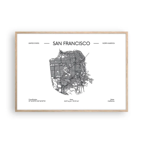 Poster în ramă de stejar deschis - Anatomia San Francisco - 100x70 cm