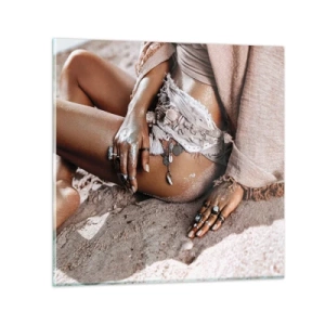 Tablou pe sticlă - Aruncată de valuri? - 50x50 cm